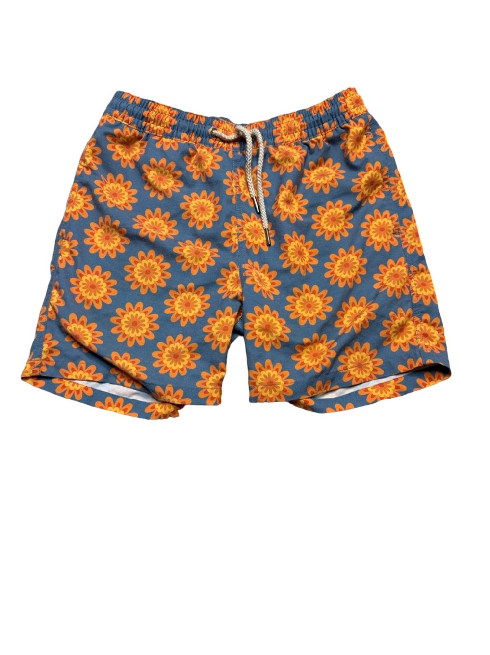 🌼 Fair Harbor Floral Swim Trunks Youth Large Orange Flower Print Lined 🌼